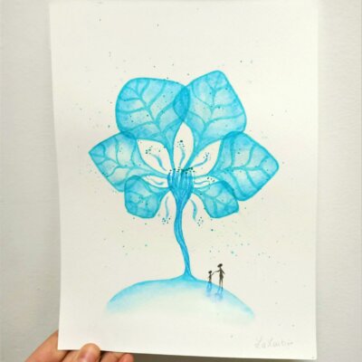 Promenade en famille vers une Fleur géante