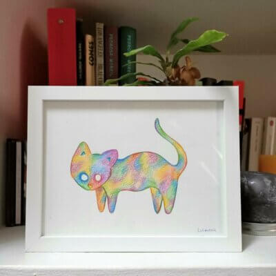 Chat alerte - Œuvre originale unique ou réimpression - A5