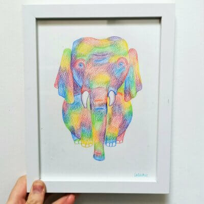 Éléphant - Œuvre originale unique ou réimpression - A5