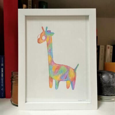 Girafe - Œuvre originale unique ou réimpression - A5