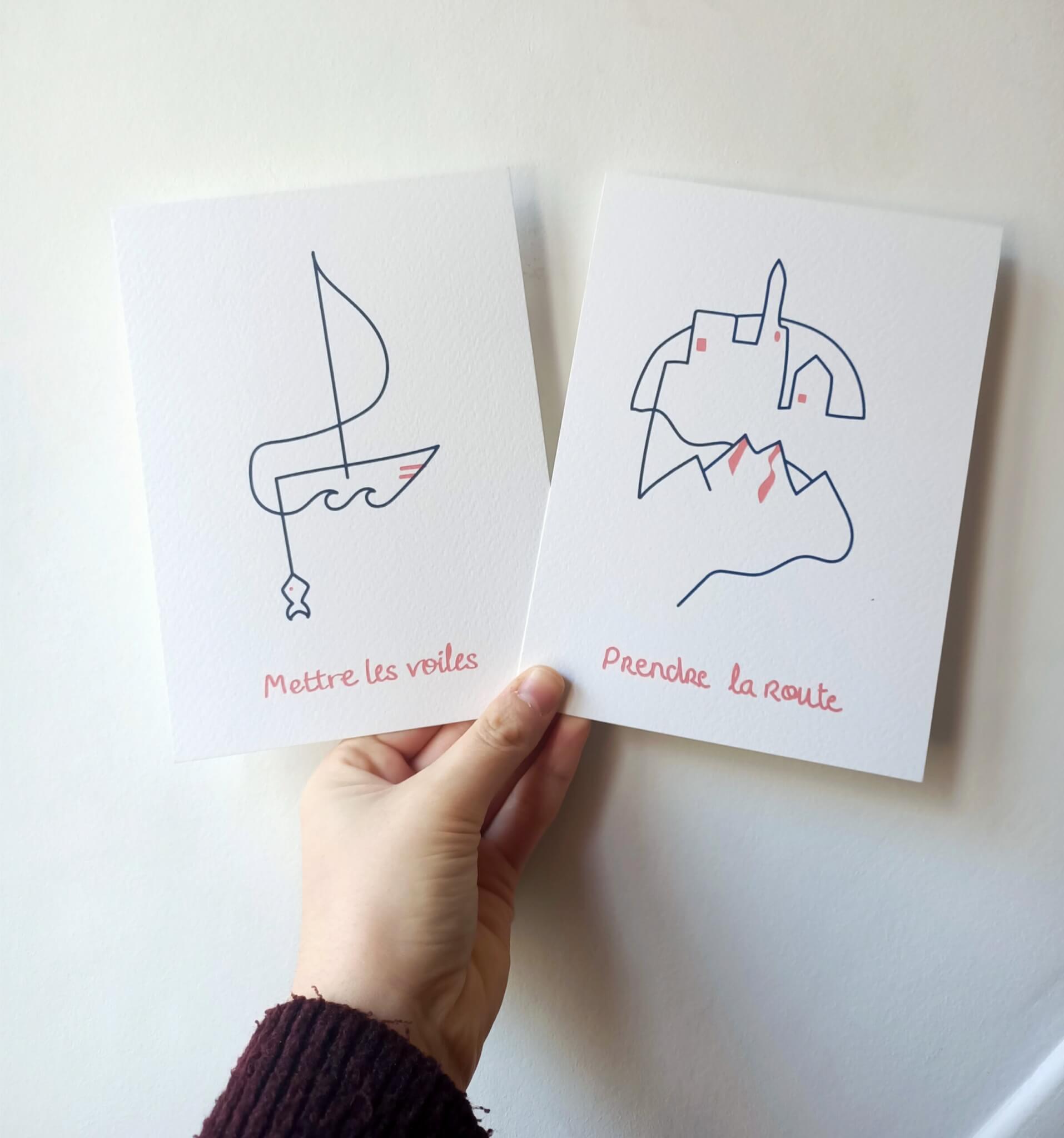 Lot de 4 cartes minimalistes qui incitent au voyage – Image 6