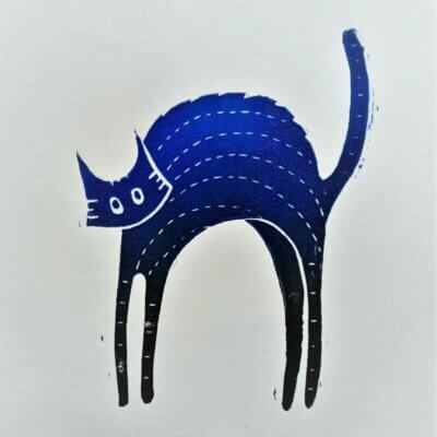 Le chat – dégradé bleu nuit