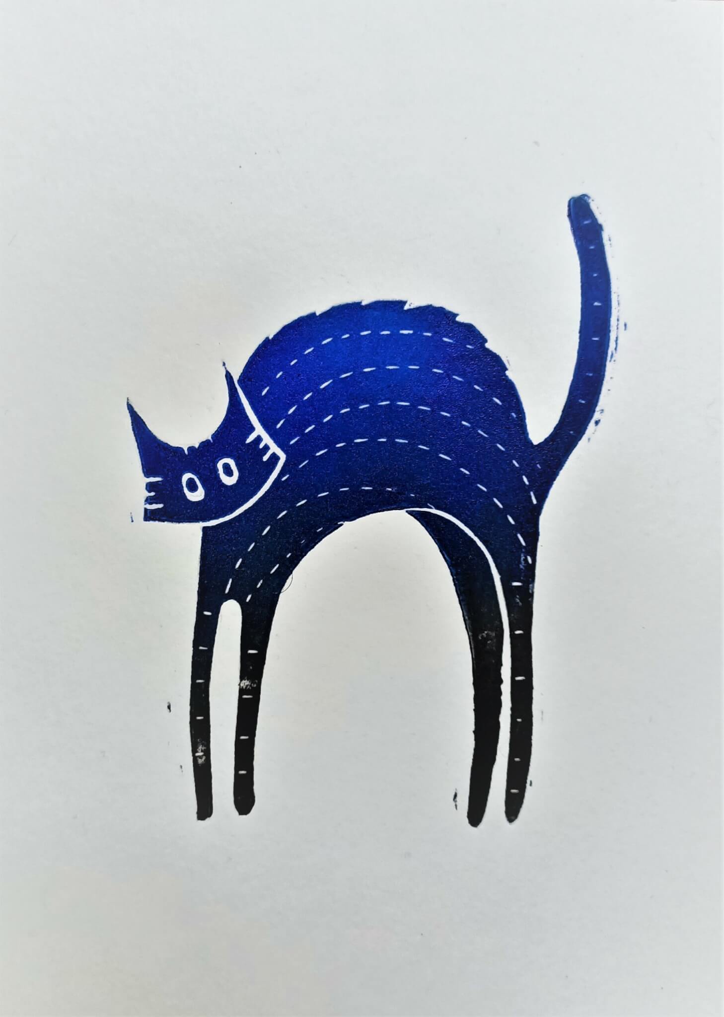 Le chat – dégradé bleu nuit