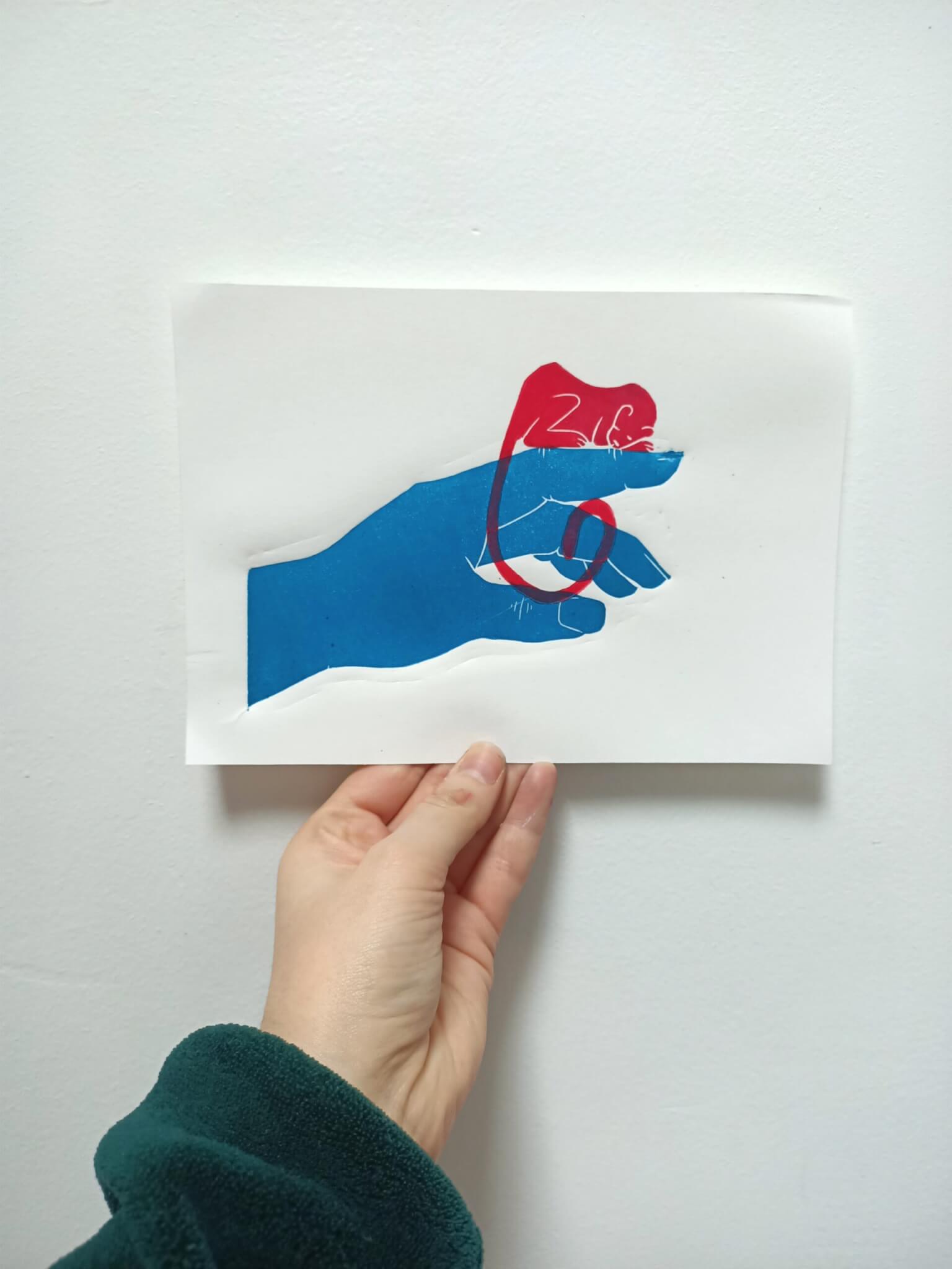 Panthère endormie sur ma main - A5