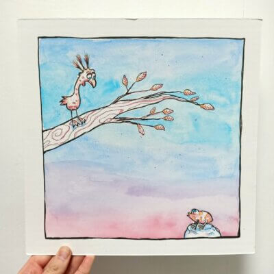 Le crapaud qui rêvait d'être un oiseau - 27x27cm