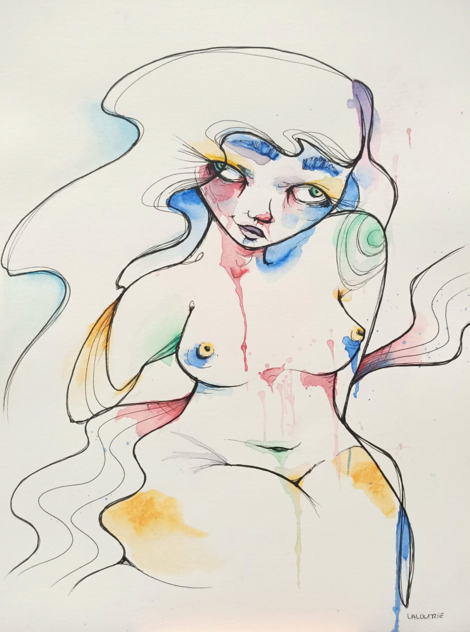 Nue dans les vappes - Œuvre originale