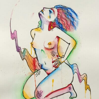 Nue flamboyante - Œuvre originale