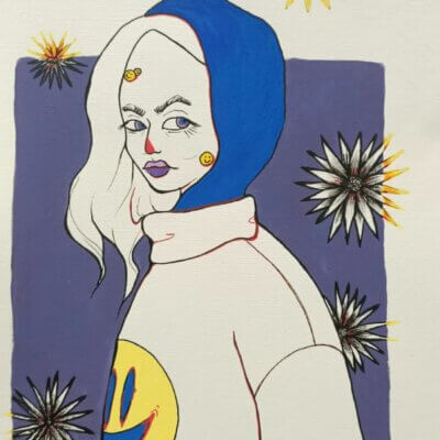 Fille en sweat - Œuvre originale A4