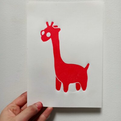 Girafe - Linogravure 20 tirages A5