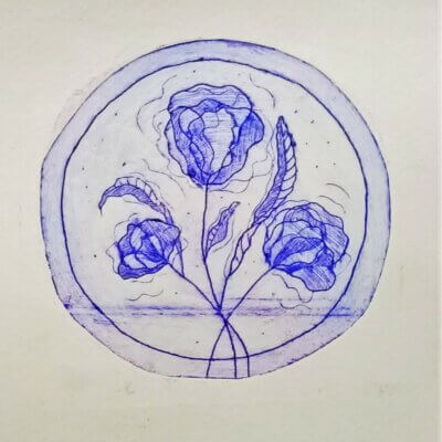 Fleur à la pointe sèche