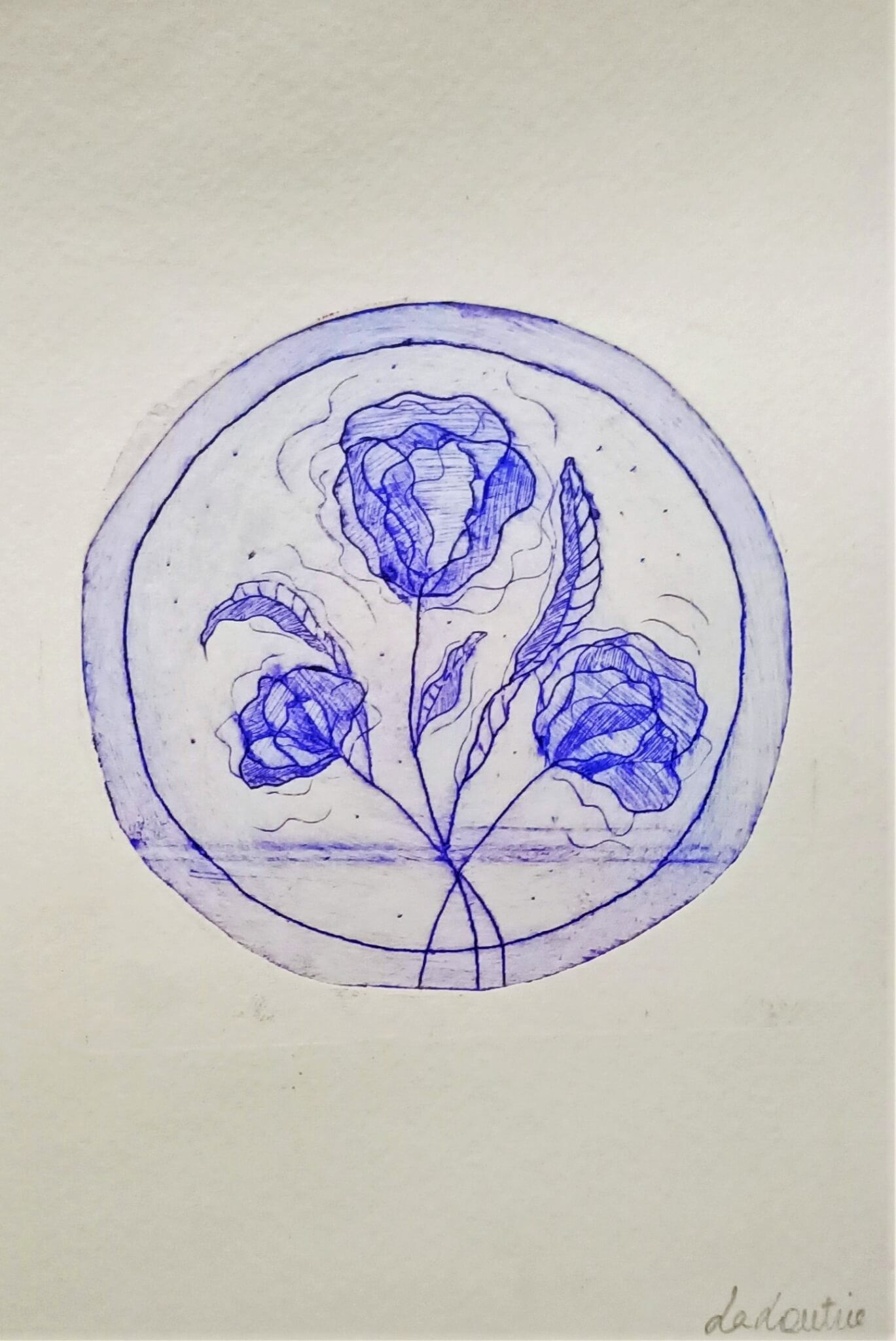 Fleur à la pointe sèche