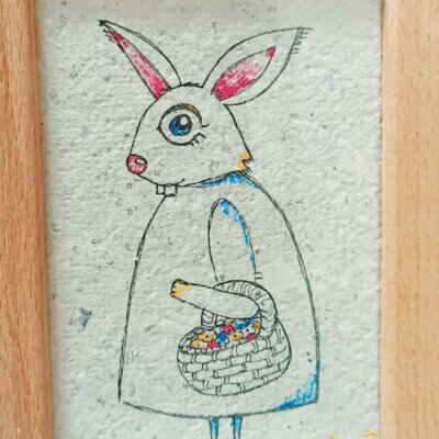 Jéraldine sur papier fait a la main -10*15cm