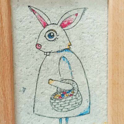 Jéraldine sur papier fait a la main -10*15cm