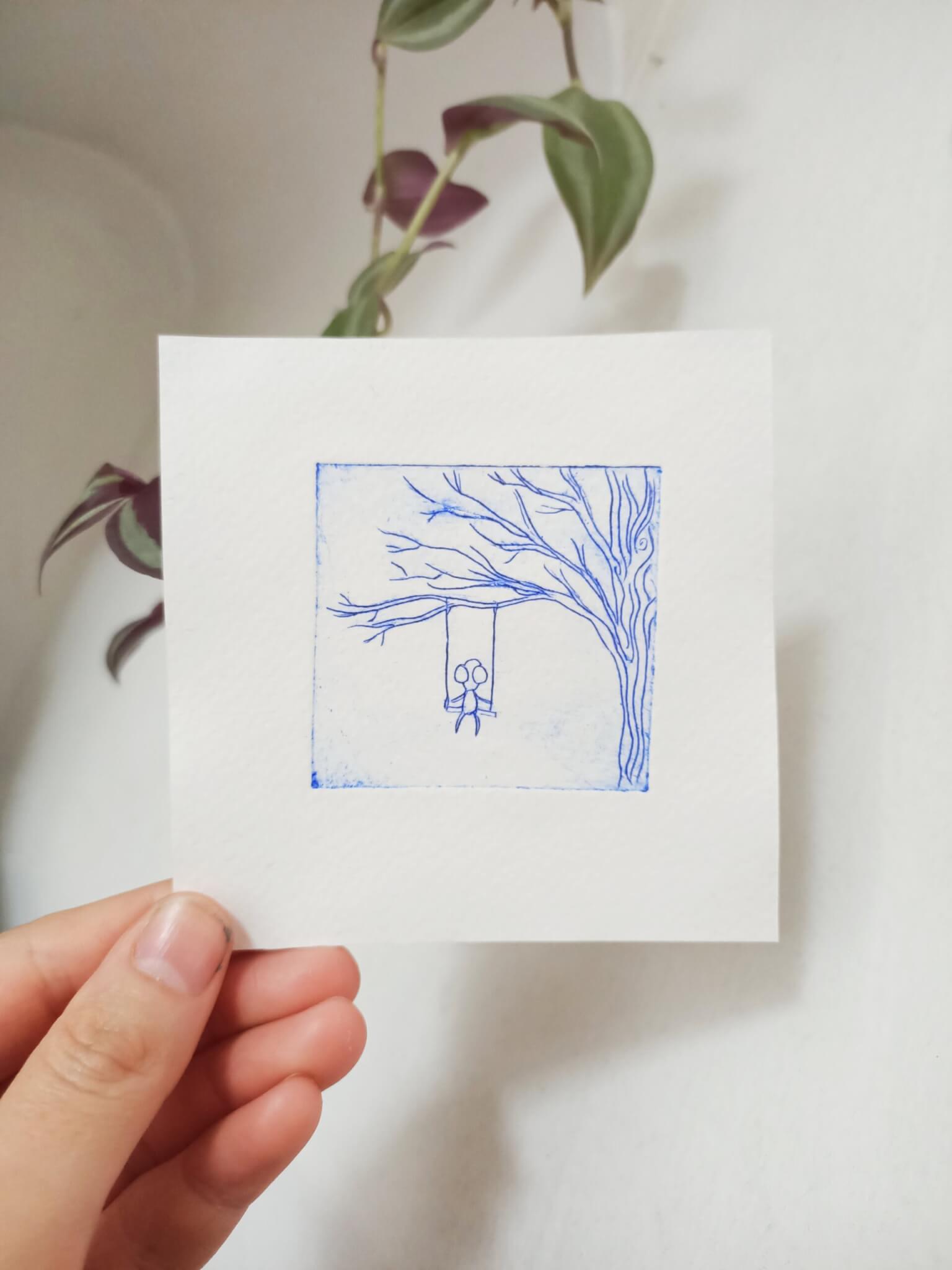 Innocence sur Balançoire - 10x10cm