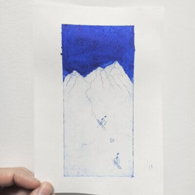 Skieurs amoureux - 13x18cm