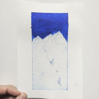 Skieurs amoureux - 13x18cm