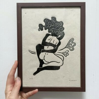 Couple enlacé - 18x24cm