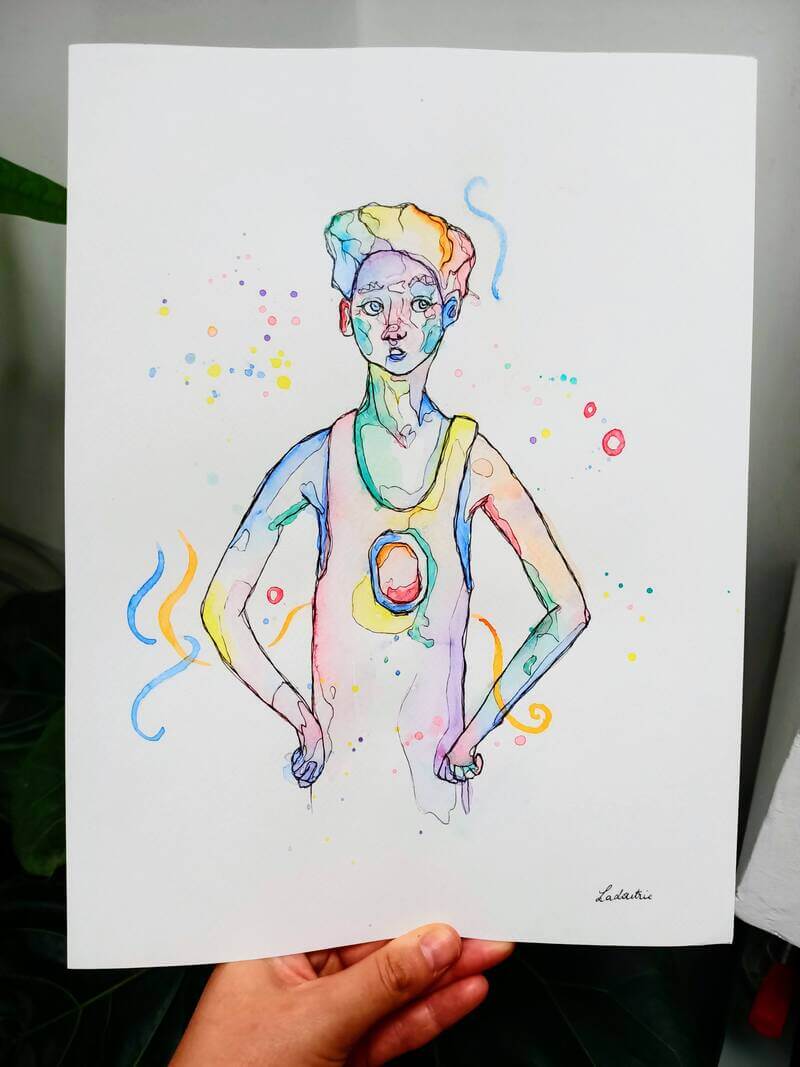 La basketteur - Œuvre originale 24x32cm