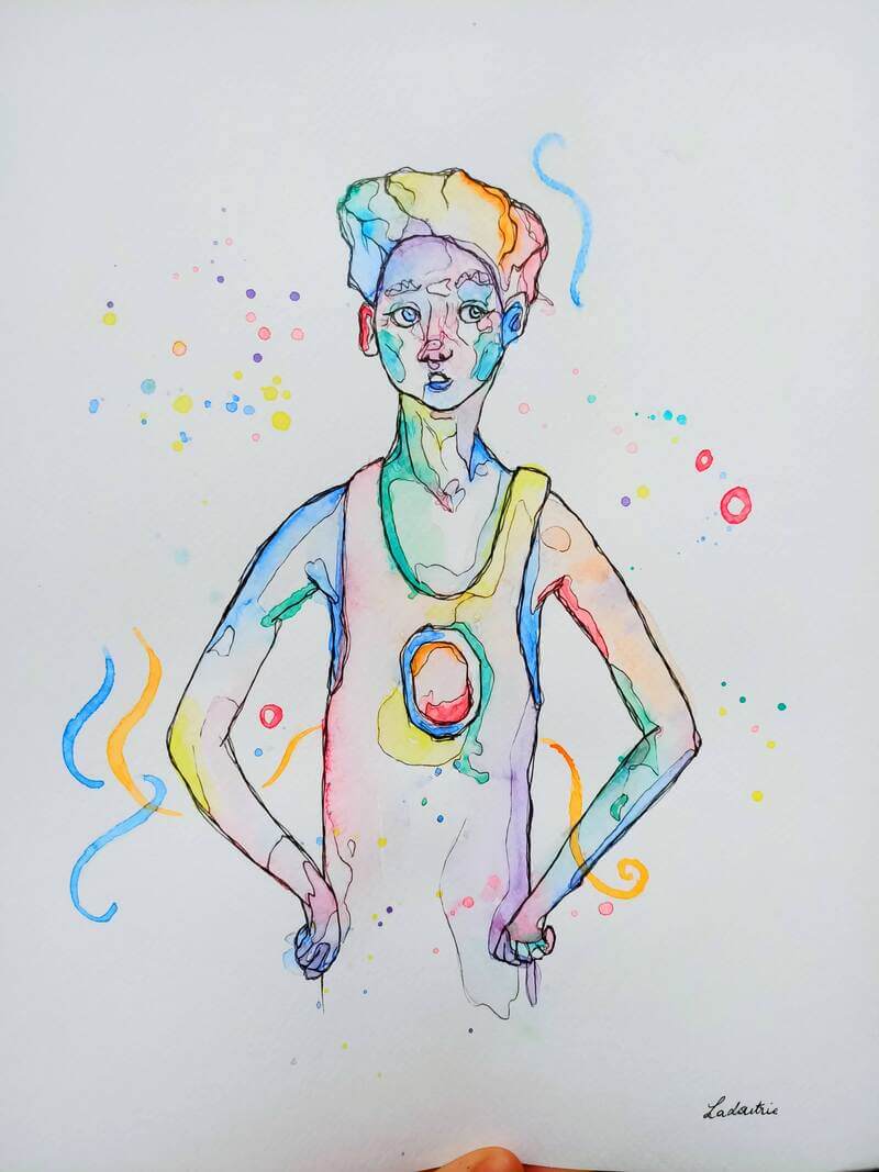 La basketteur - Œuvre originale 24x32cm – Image 2