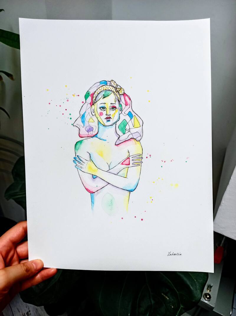 Pudique - Œuvre originale 24x32cm