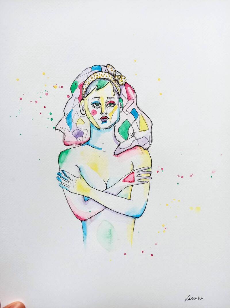 Pudique - Œuvre originale 24x32cm – Image 2