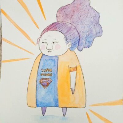 Super mamie - Œuvre originale 24x32cm