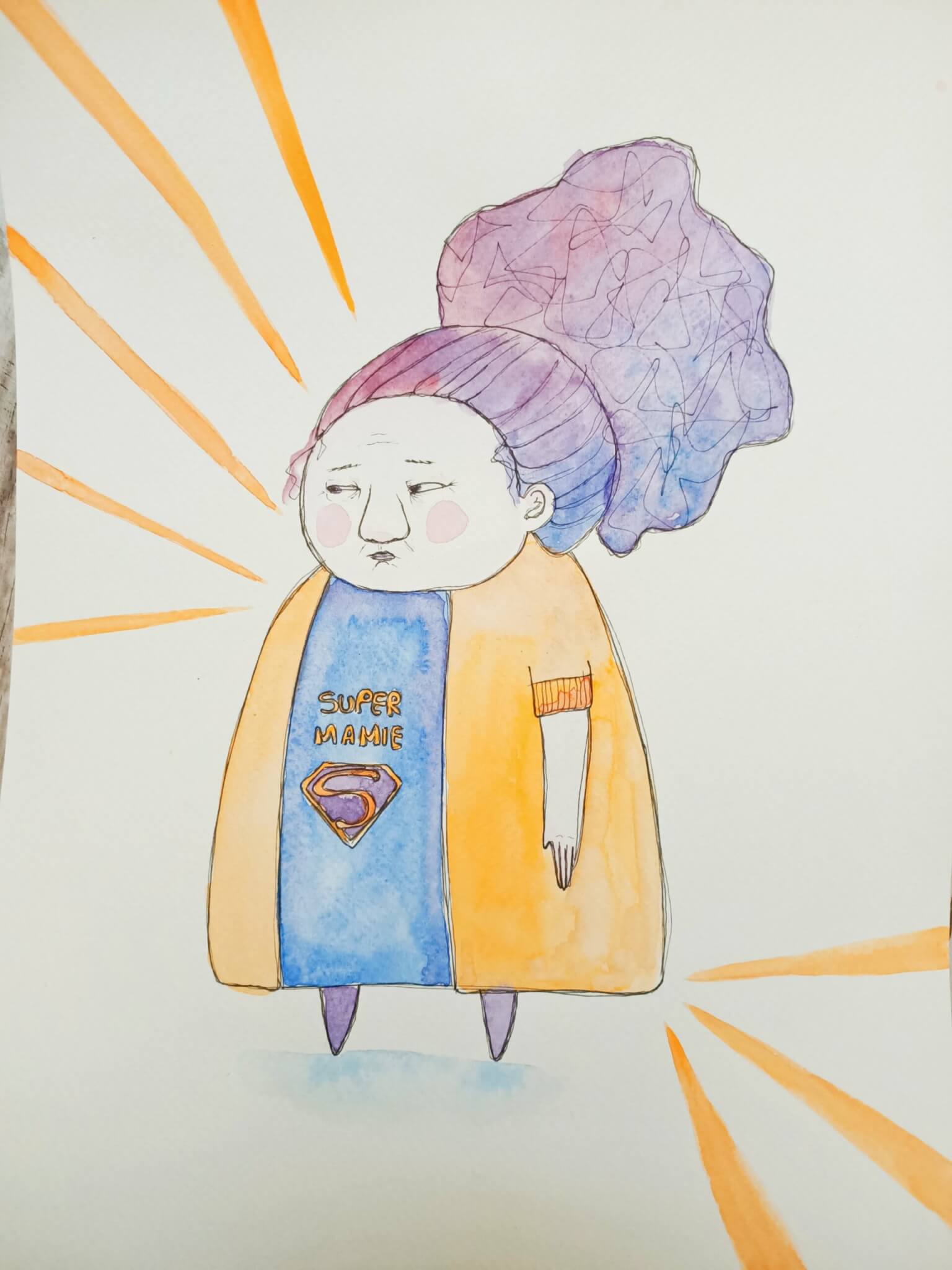 Super mamie - Œuvre originale 24x32cm