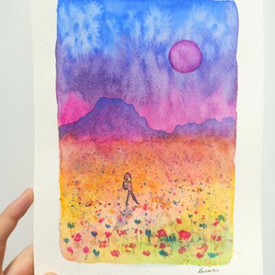 Promenade fleurie - Œuvre originale 18*24