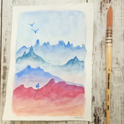 Randonnée solo - Œuvre originale 18*24cm