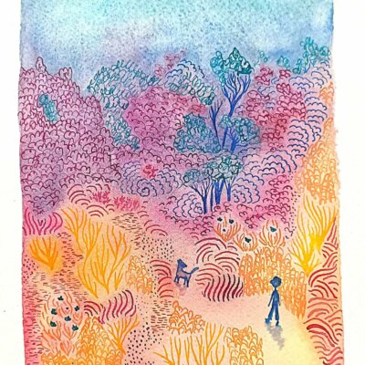 Promenade de chien - Œuvre originale 18*24