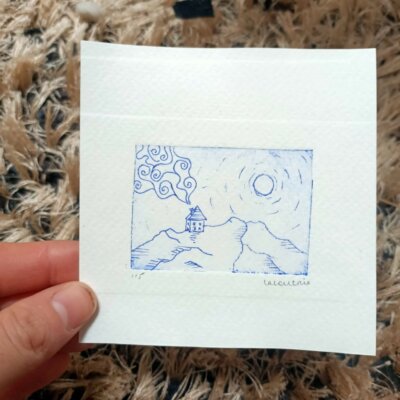 Cabane en montagne - 10x10cm