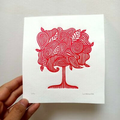 L'Arbre rouge - 14x14cm