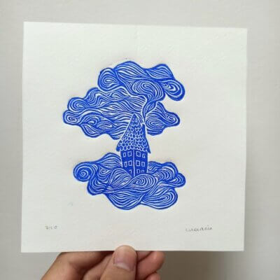 La maison volante - 14x14cm