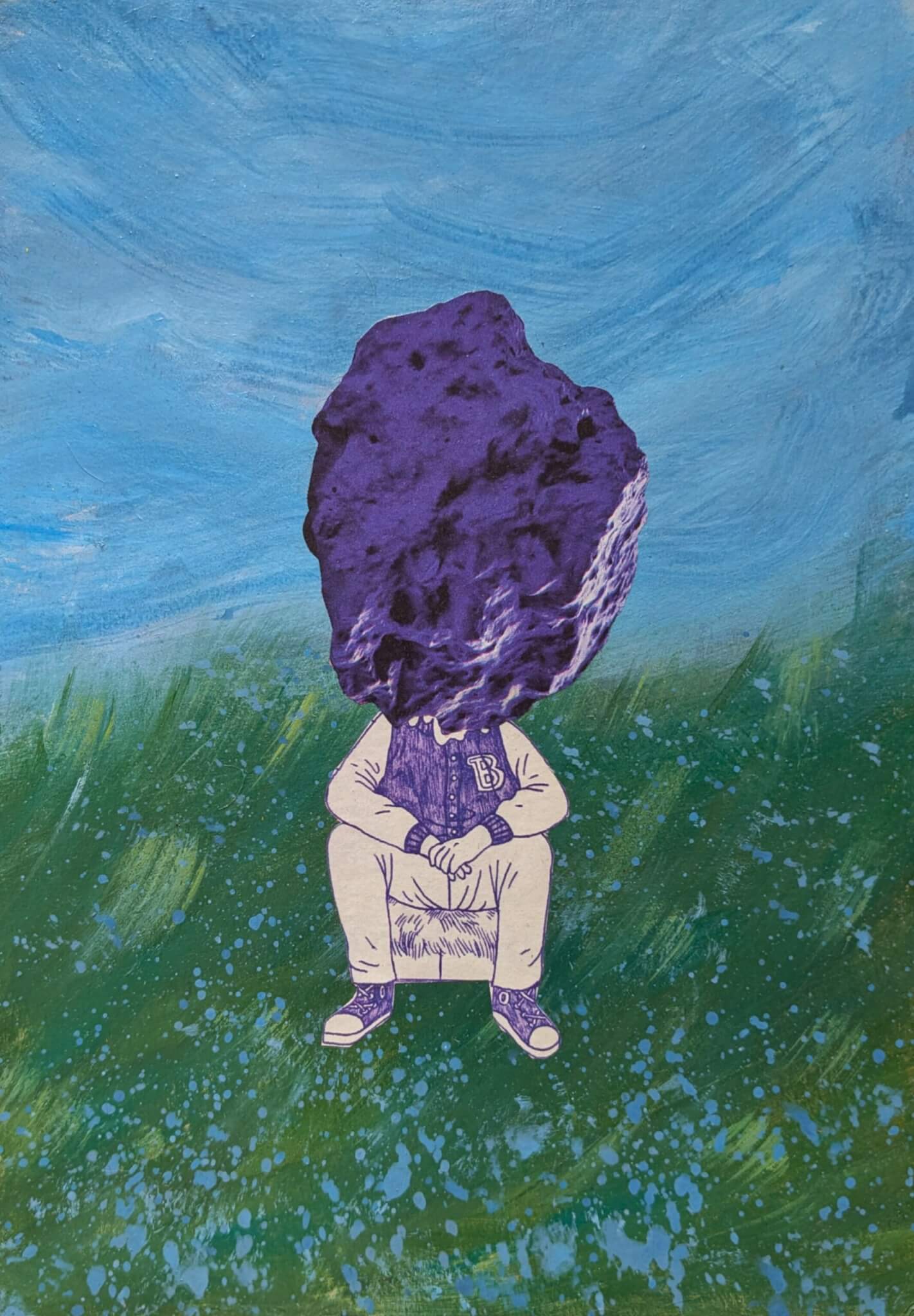 Penseur violet - 18 x 24cm